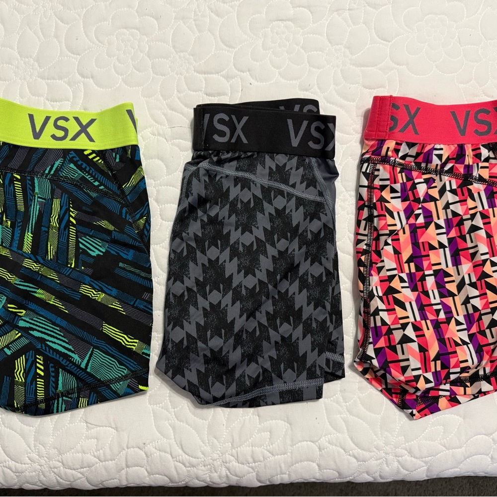 VSX Neon Yellow, Black & Pink Patterned Athletic Shorts Trio